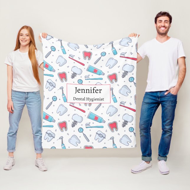 Teeth and Tools Dental Pattern Fleece Blanket (In Situ)