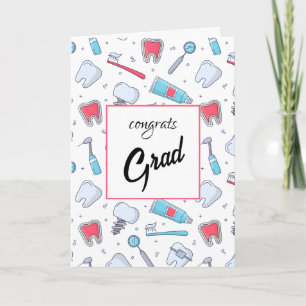 Teeth and Tools Dental Pattern Graduation Card