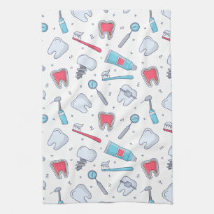 Teeth and Tools Dental Pattern Kitchen Towel