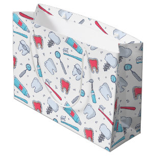Teeth and Tools Dental Pattern Large Gift Bag