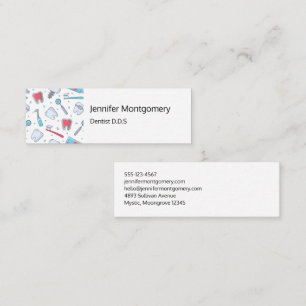 Teeth and Tools Dental Pattern Mini Business Card