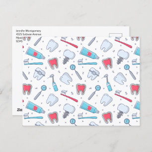 Teeth and Tools Dental Pattern Postcard