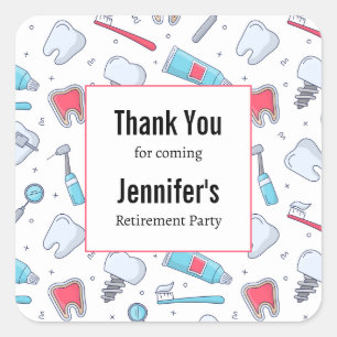 Teeth and Tools Dental Pattern Thank You Square Sticker