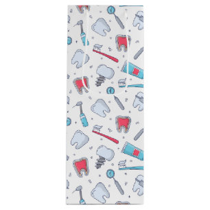 Teeth and Tools Dental Pattern Wine Gift Bag
