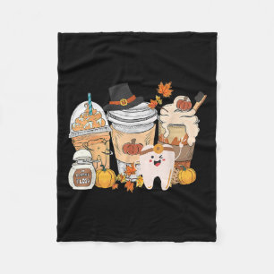 Teeth Coffee Fall Dental Pumpkin Latte Dentist Tha Fleece Blanket
