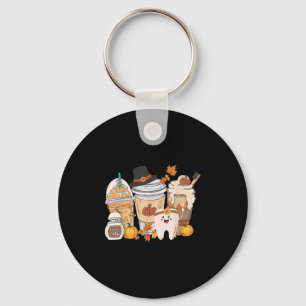 Teeth Coffee Fall Dental Pumpkin Latte Dentist Tha Keychain