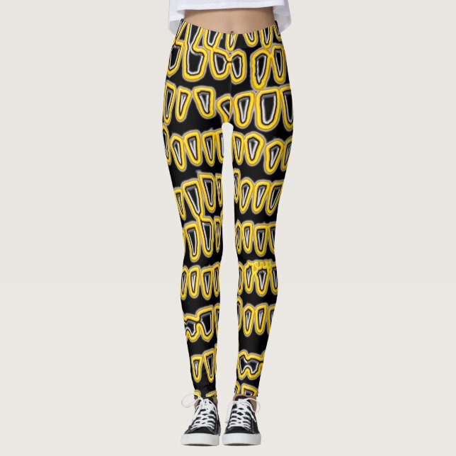 Teeth Dentist Dentistry Orthodontist yellow NEON Leggings (Front)