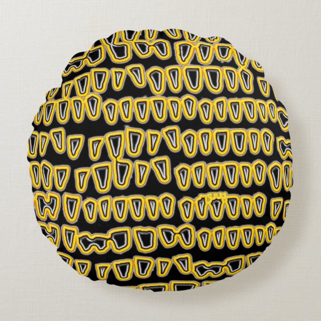 Teeth Dentist Dentistry Orthodontist yellow NEON Round Pillow (Front)