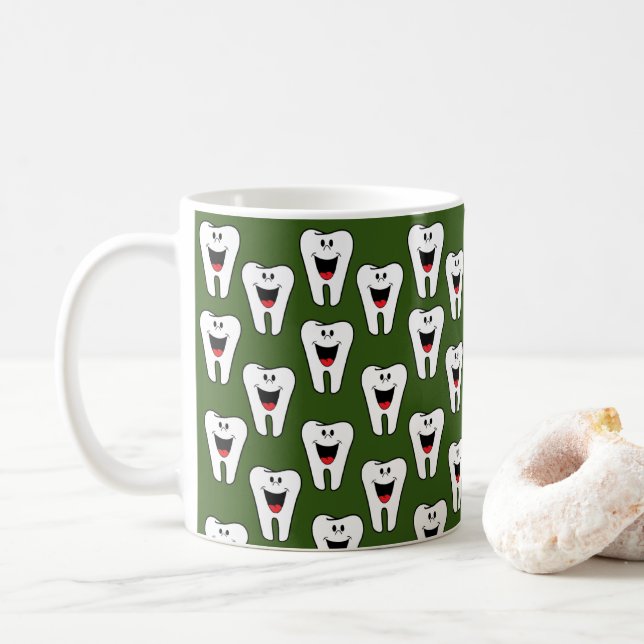 Teeth Dentist Smile Green Mug (Avec donut)