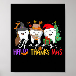 Teeth Halloween Thanksgiving Christmas Kids Men De Poster