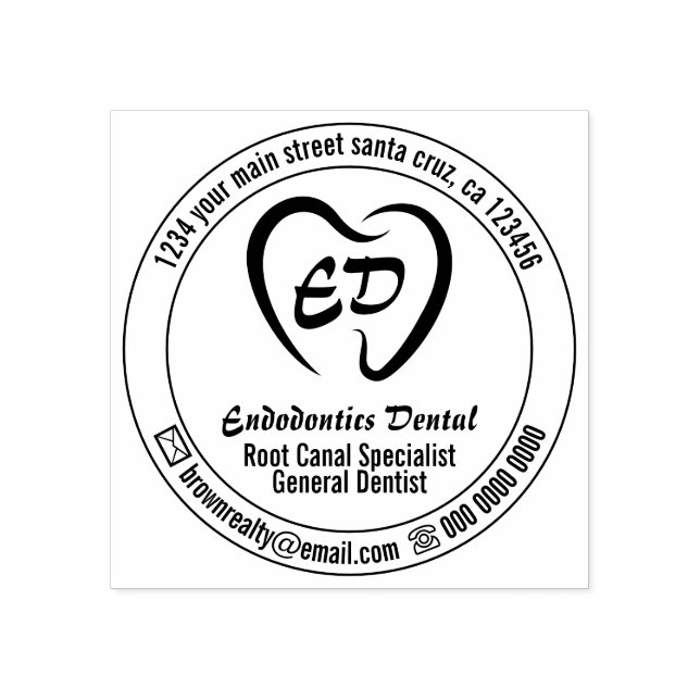 Teeth Heart Dental Clinic Branding Rubber Stamp (Imprint)
