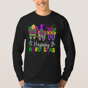 Teeth Jester Mask Dental Hygiene Happy Mardi Gras  T-Shirt