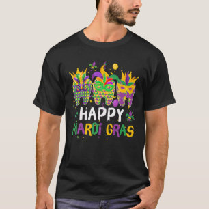 Teeth Jester Mask Dental Hygiene Happy Mardi Gras T-Shirt