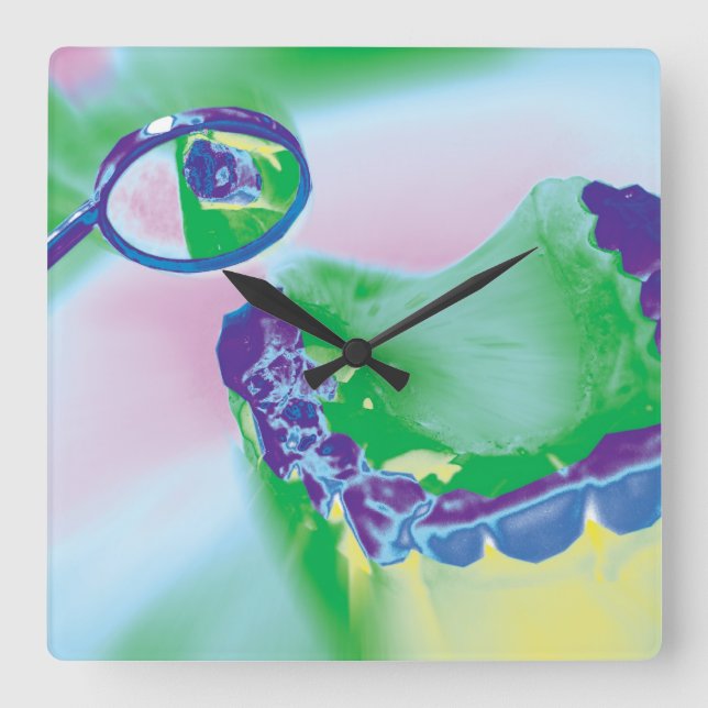 Teeth Model Mirror Review Dentist Wall Clock (Front)