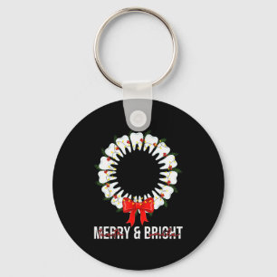Teeth Smile Be Merry And Bright Dental Dentist Chr Keychain