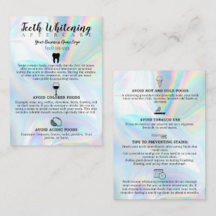 Teeth Whitening Aftercare Instruction Business Card