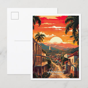 Tegucigalpa Honduras Vintage Travel Illustration Postcard