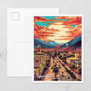 Tegucigalpa Honduras Vintage Travel Illustration Postcard