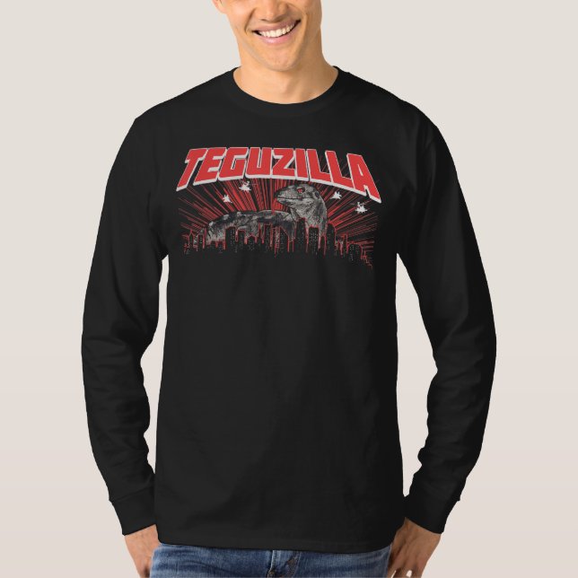 Teguzilla Little Lizard Black & White Gecko Bearde T-Shirt (Front)