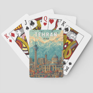 Tehran Iran Illustration Travel Art Vintage Playing Cards