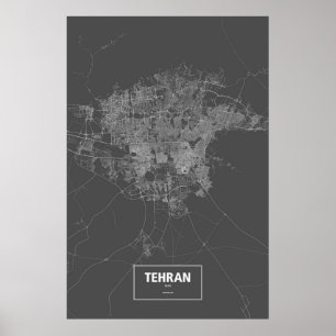 Tehran, Iran (white on black) Poster