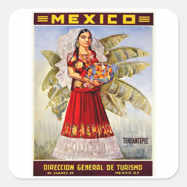 Tehuantepec - Mexico - Vintage Travel Square Sticker (Front)