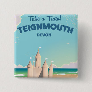 Teignmouth Beach Devon Vintage travel poster 2 Inch Square Button