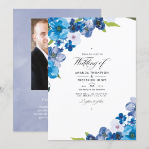 teintes du Faire-part de mariage floral bleu