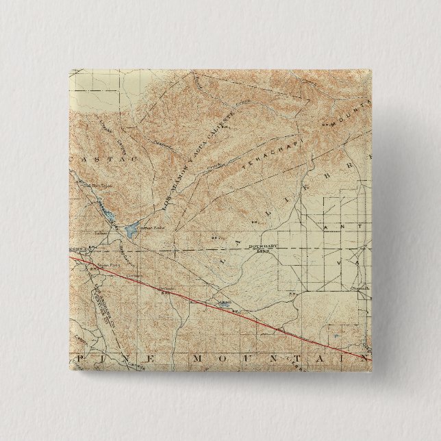 Tejon quadrangle showing San Andreas Rift 2 Inch Square Button (Front)