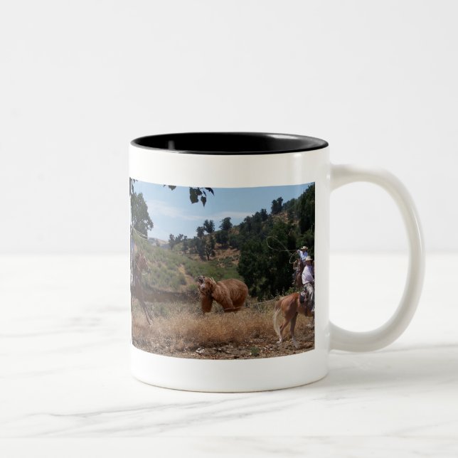 Tejon Vaquero Grizzly Roping Two-Tone Coffee Mug (Right)