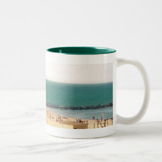 tel aviv beach Two-Tone coffee mug