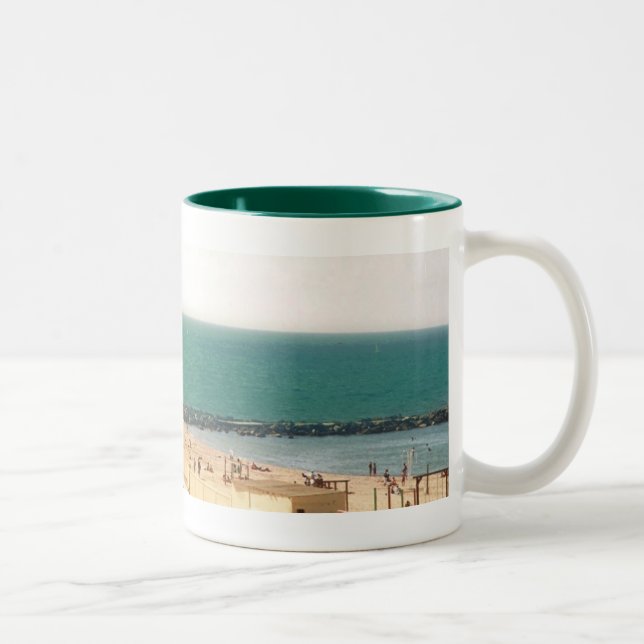 tel aviv beach Two-Tone coffee mug (Right)