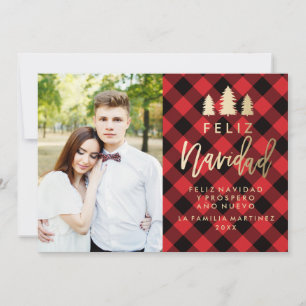 Tela Escocesa Roja Feliz Navidad Holiday Card