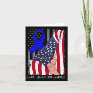 Telangiectasia Awareness American Flag Blue Ribbon Card