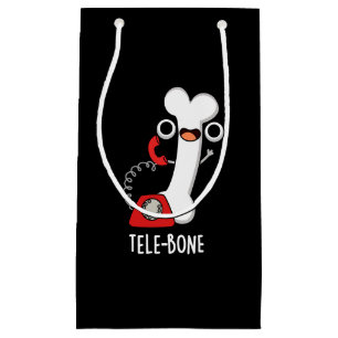 Tele-bone Funny Bone Telephone Pun Dark BG Small Gift Bag