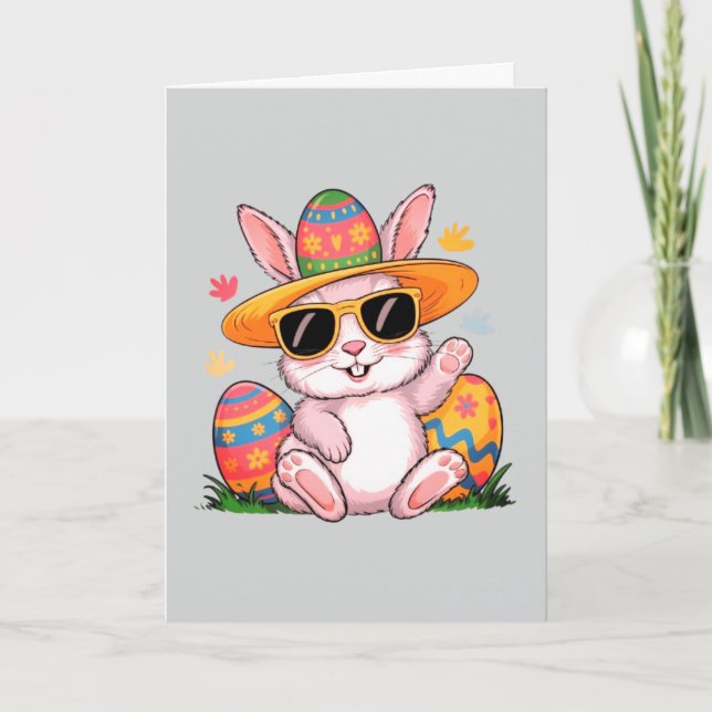 Téléchargeable Carte de voeux pliée Bunny de Pâque (Devant)