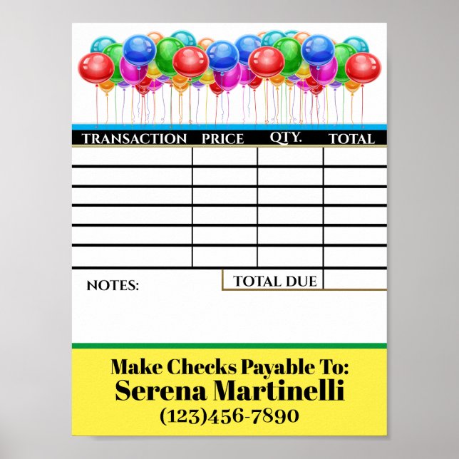 TÉLÉCHARGEZ Votre Affiche de Feuille de Facture (Devant)