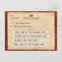 TELEGRAM POST CARD WITH YOUR MESSAGE