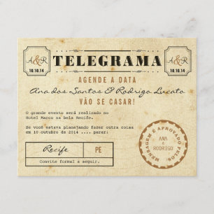 Telegrama do Vintage Agende a Data Invitation