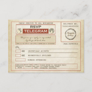 télégrammes vintages de MARIAGE de RSVP