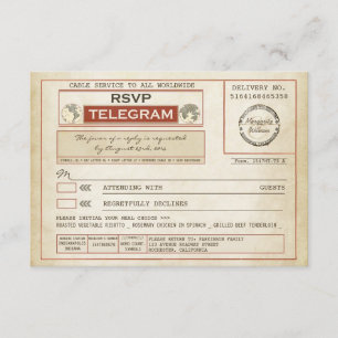 télégrammes vintages de MARIAGE de RSVP avec le