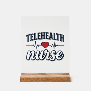 Telehealth Nurse Heartbeat Vintage Shirt Design_1 Acrylic Sign
