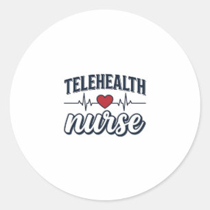 Telehealth Nurse Heartbeat Vintage Shirt Design_1 Classic Round Sticker