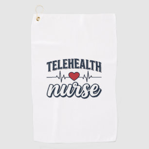 Telehealth Nurse Heartbeat Vintage Shirt Design_1 Golf Towel