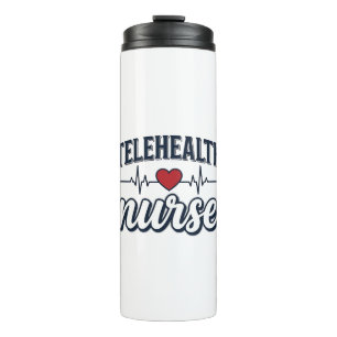 Telehealth Nurse Heartbeat Vintage Shirt Design_1 Thermal Tumbler