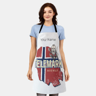Telemark Norway Province Map Vintage Souvenir Apron
