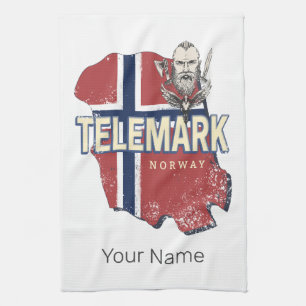 Telemark Norway Province Map Vintage Souvenir Kitchen Towel