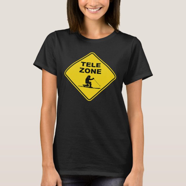Telemark Skiing Zone Sign T-Shirt (Front)
