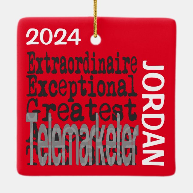 Telemarketer Extraordinaire CUSTOM Ceramic Ornament (Back)