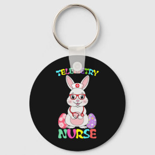 Telemetry Nurse Bunny Easter Day Stethoscope Gles Keychain